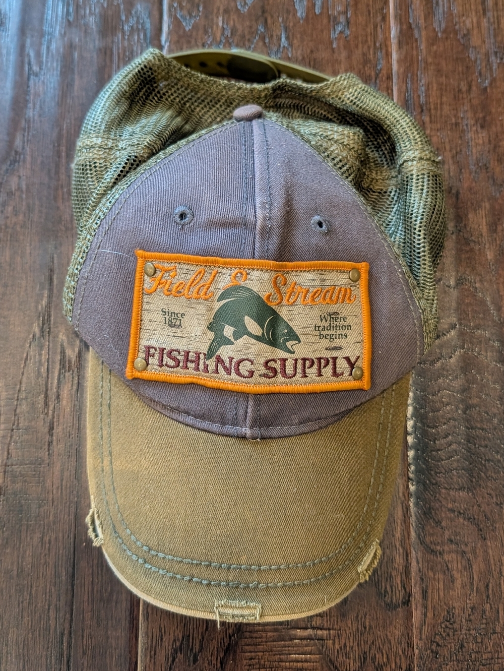 FIELD & STREAM Olive and Brown Mesh Back Fishing Cap Hat